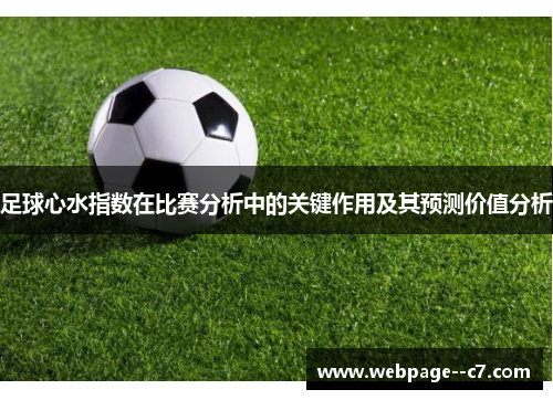 足球心水指数在比赛分析中的关键作用及其预测价值分析