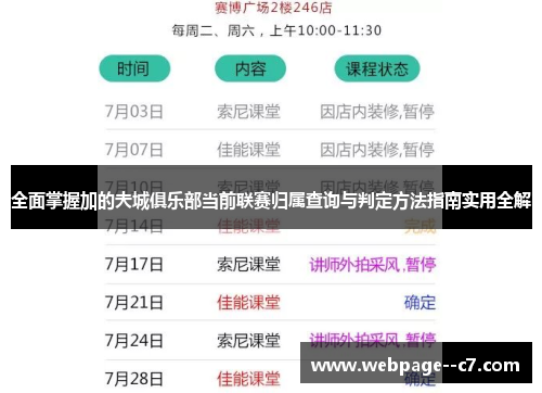 全面掌握加的夫城俱乐部当前联赛归属查询与判定方法指南实用全解