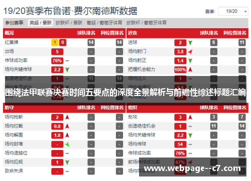 围绕法甲联赛决赛时间五要点的深度全景解析与前瞻性综述标题汇编